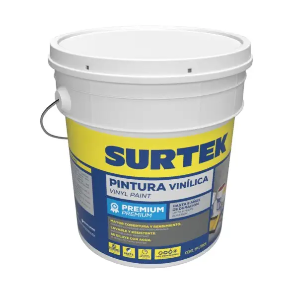 Cubeta de pintura vinílica premium 19L negro SURTEK PVPNG